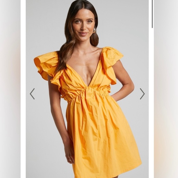 SHOWPO Raiza Ruffle Sleeve Tie Back Plunge Mini Dress - Picture 5 of 13